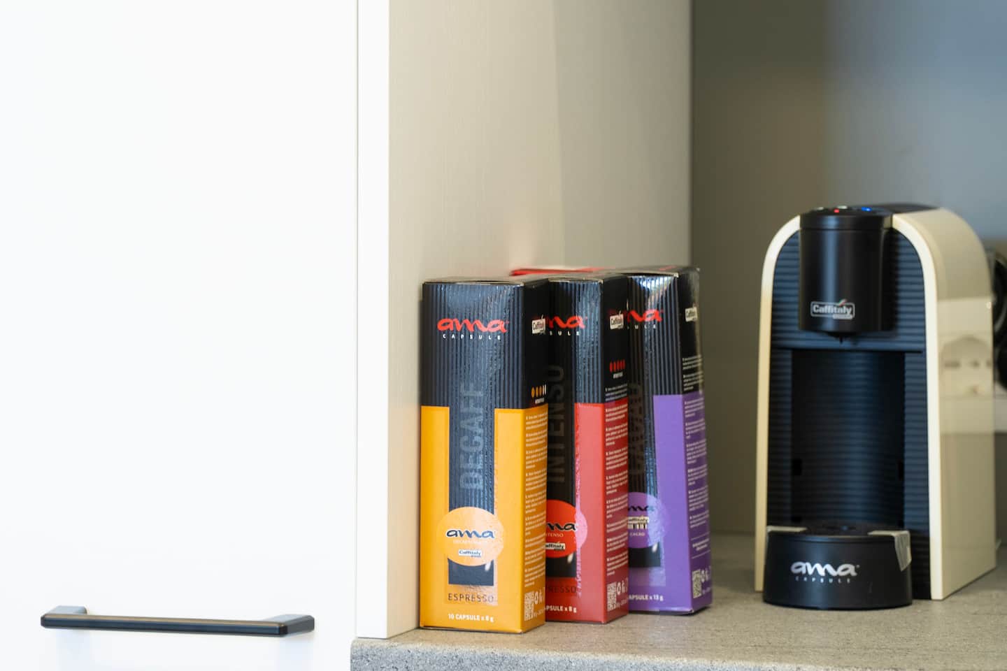 The coffee station in the kitchen