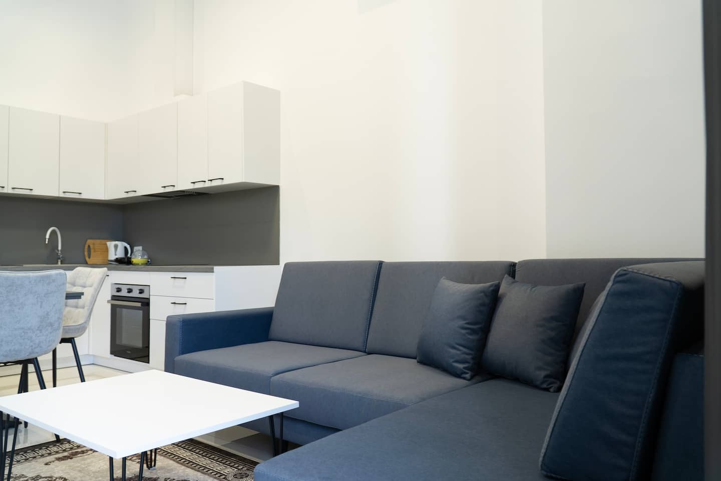 The open-plan living and kitchen